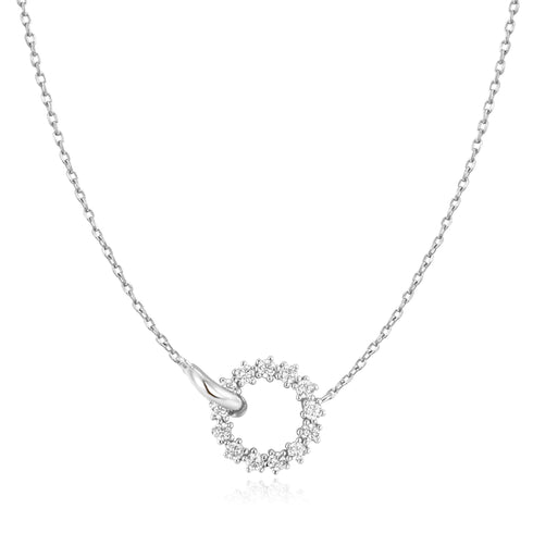 Silver Interlinked Circles Pave Necklace | Ania Haie Australia